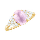 1.50 CT Elegant Rose Quartz Solitaire Ring with Diamond Accent Rose Quartz - ( AAA ) - Quality - Rosec Jewels