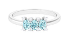 3/4 Ct Oval Aquamarine Three Stone Promise Ring with Diamond Aquamarine - ( AAA ) - Quality - Rosec Jewels