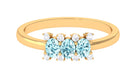 3/4 Ct Oval Aquamarine Three Stone Promise Ring with Diamond Aquamarine - ( AAA ) - Quality - Rosec Jewels