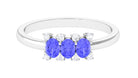 Oval Cut Tanzanite Three Stone Ring with Diamond Tanzanite - ( AAA ) - Quality - Rosec Jewels