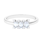 1 CT Oval Cut Moonstone Three Stone Ring with Diamond Moonstone - ( AAA ) - Quality - Rosec Jewels