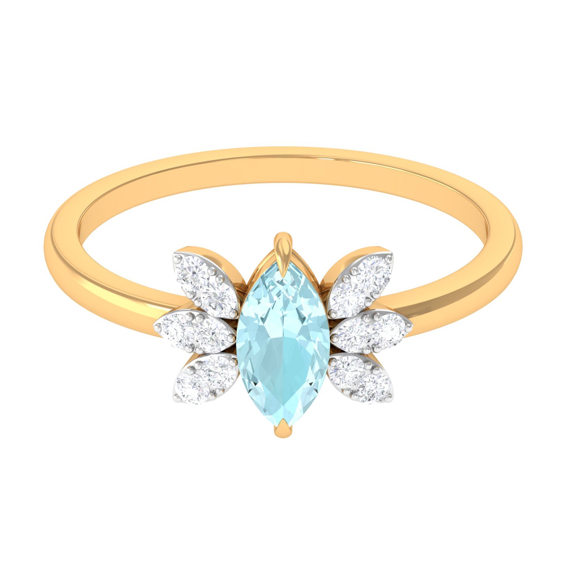 Claw Set Marquise Sky Blue Topaz and Diamond Promise Ring Sky Blue Topaz - ( AAA ) - Quality - Rosec Jewels