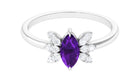 1 Ct Marquise Amethyst and Diamond Engagement Ring Amethyst - ( AAA ) - Quality - Rosec Jewels