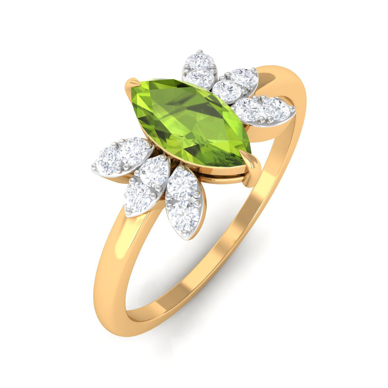 1 CT Marquise Cut Peridot Promise Ring with Diamond Stones Peridot - ( AAA ) - Quality - Rosec Jewels