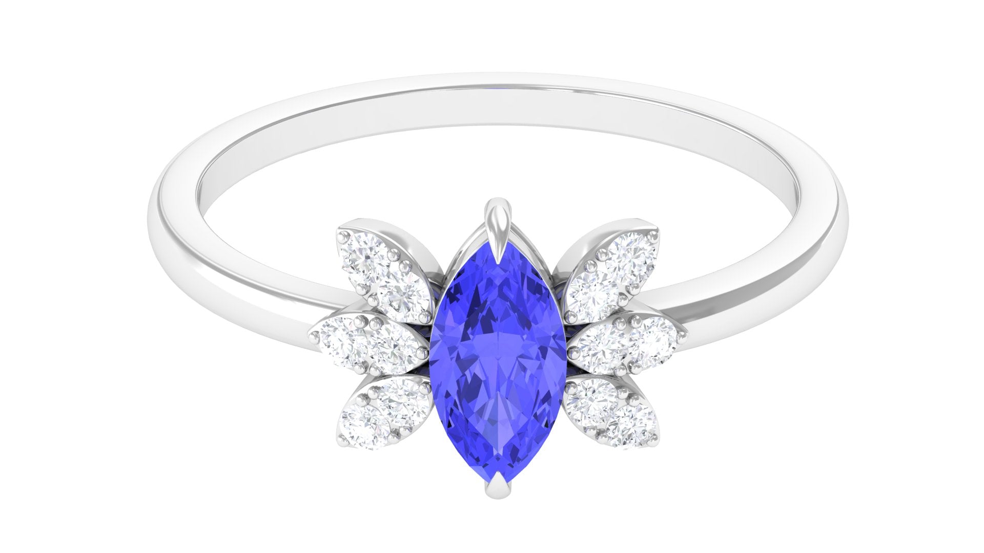 1 CT Marquise Cut Tanzanite and Diamond Promise Ring Tanzanite - ( AAA ) - Quality - Rosec Jewels