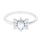 1/2 CT Claw Set Marquise Cut Moonstone and Diamond Promise Ring Moonstone - ( AAA ) - Quality - Rosec Jewels