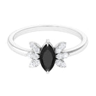 1 CT Claw Set Marquise Black Spinel and Diamond Promise Ring Black Spinel - ( AAA ) - Quality - Rosec Jewels