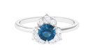 1 CT Floral London Blue Topaz and Diamond Engagement Ring London Blue Topaz - ( AAA ) - Quality - Rosec Jewels