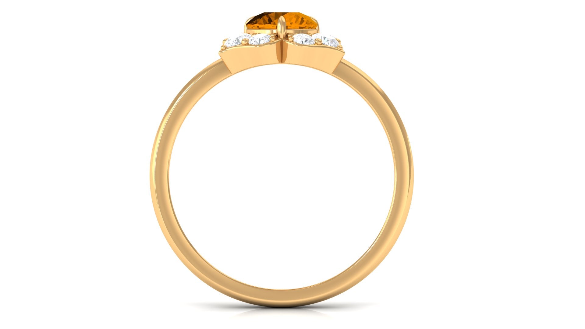 1 CT Round Shape Citrine Floral Engagement Ring with Diamond Citrine - ( AAA ) - Quality - Rosec Jewels