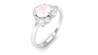 1 CT Rose Quartz Floral Engagement Ring with Diamond Accent Rose Quartz - ( AAA ) - Quality - Rosec Jewels