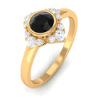 Bezel Set Black Diamond Flower Engagement Ring with Diamond Black Diamond - ( AAA ) - Quality - Rosec Jewels