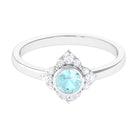 Bezel Set Sky Blue Topaz Flower Engagement Ring with Diamond Accent Sky Blue Topaz - ( AAA ) - Quality - Rosec Jewels