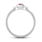 0.75 CT Real Rhodolite Flower Engagement Ring with Diamond Rhodolite - ( AAA ) - Quality - Rosec Jewels