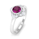 0.75 CT Real Rhodolite Flower Engagement Ring with Diamond Rhodolite - ( AAA ) - Quality - Rosec Jewels