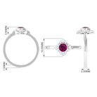 0.75 CT Real Rhodolite Flower Engagement Ring with Diamond Rhodolite - ( AAA ) - Quality - Rosec Jewels