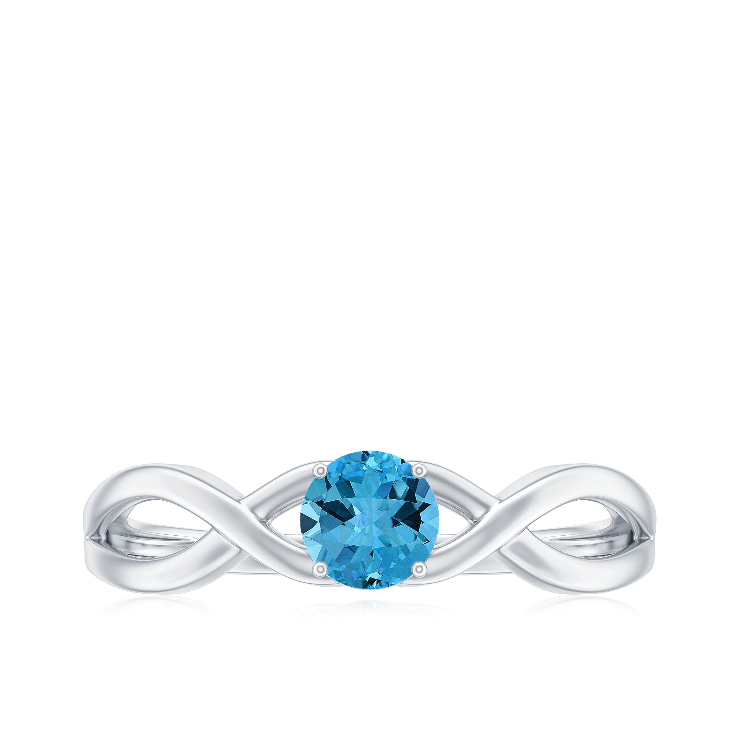 0.25 CT Natural Swiss Blue Topaz Solitaire Ring in Prong Setting Swiss Blue Topaz - ( AAA ) - Quality - Rosec Jewels