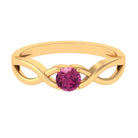 1/4 CT Real Pink Tourmaline Solitaire Ring with Crossover Shank Pink Tourmaline - ( AAA ) - Quality - Rosec Jewels