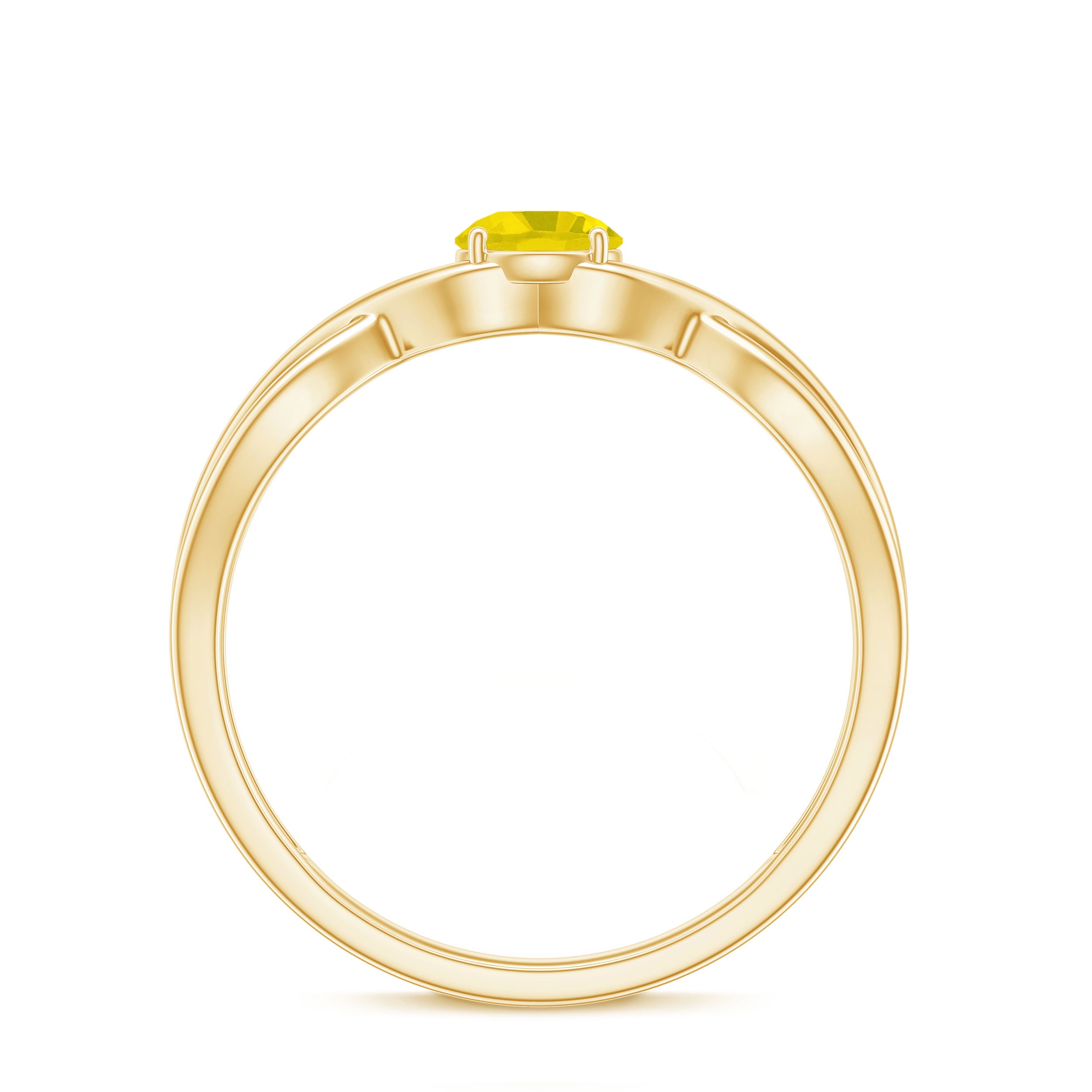 0.50 CT Solitaire Yellow Sapphire Crossover Ring Yellow Sapphire - ( AAA ) - Quality - Rosec Jewels