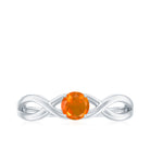 0.25 CT Solitaire Fire Opal Crossover Engagement Ring Fire Opal - ( AAA ) - Quality - Rosec Jewels