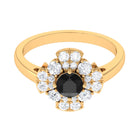 1.75 CT Black Diamond Flower Engagement Ring with Moissanite Black Diamond - ( AAA ) - Quality - Rosec Jewels