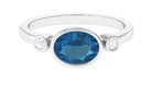 1.25 CT East West London Blue Topaz Solitaire Ring with Diamond London Blue Topaz - ( AAA ) - Quality - Rosec Jewels