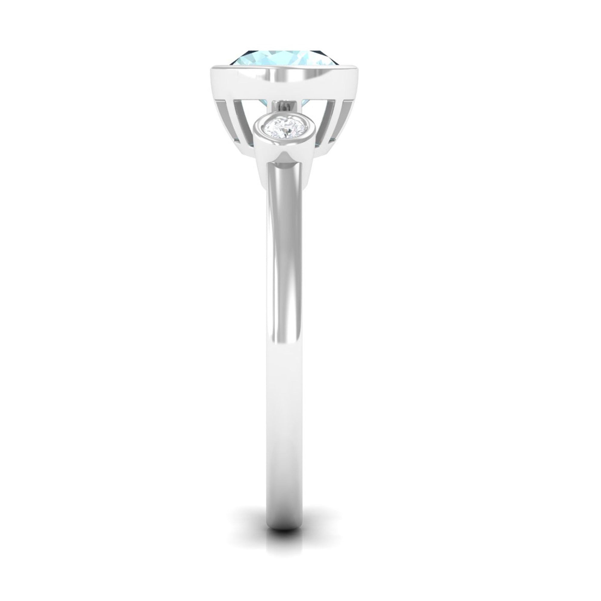 Oval Cut Solitaire Sky Blue Topaz East West Ring with Diamond Sky Blue Topaz - ( AAA ) - Quality - Rosec Jewels