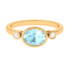 Oval Cut Solitaire Sky Blue Topaz East West Ring with Diamond Sky Blue Topaz - ( AAA ) - Quality - Rosec Jewels