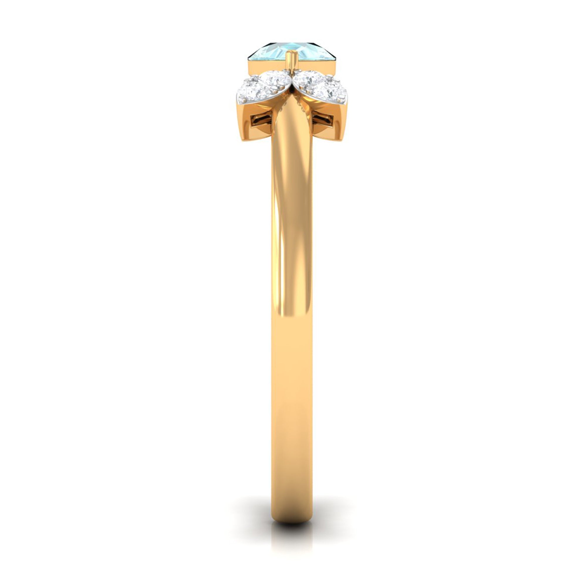 Minimal Leaf Promise Ring with Sky Blue Topaz and Diamond Sky Blue Topaz - ( AAA ) - Quality - Rosec Jewels