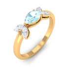 Minimal Leaf Promise Ring with Sky Blue Topaz and Diamond Sky Blue Topaz - ( AAA ) - Quality - Rosec Jewels