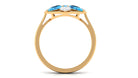 Swiss Blue Topaz Floral Cocktail Ring with Diamond Swiss Blue Topaz - ( AAA ) - Quality - Rosec Jewels