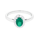 1.25 CT Oval Emerald and Diamond Halo Engagement Ring Emerald - ( AAA ) - Quality - Rosec Jewels