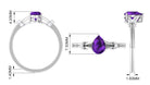 Pear Cut Amethyst Solitaire Ring with Diamond in Split Shank Amethyst - ( AAA ) - Quality - Rosec Jewels