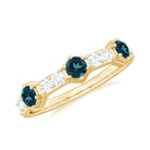 Minimal London Blue Topaz and Diamond Half Eternity Ring London Blue Topaz - ( AAA ) - Quality - Rosec Jewels