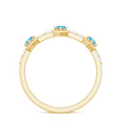 Minimal Half Eternity Ring with Swiss Blue Topaz and Diamond Swiss Blue Topaz - ( AAA ) - Quality - Rosec Jewels