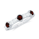 Genuine Garnet Semi Eternity Band Ring Garnet - ( AAA ) - Quality - Rosec Jewels