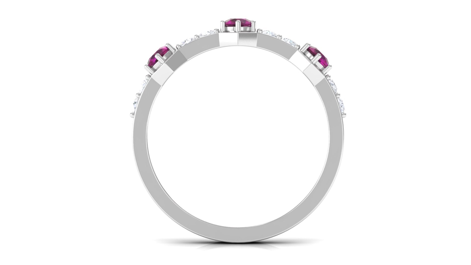 1 CT Rhodolite and Diamond Minimal Half Eternity Ring Rhodolite - ( AAA ) - Quality - Rosec Jewels