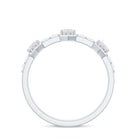 Minimal Half Eternity Ring with Rose Quartz and Diamond Rose Quartz - ( AAA ) - Quality - Rosec Jewels