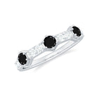 Minimal Half Eternity Ring with Black Onyx and Diamond Black Onyx - ( AAA ) - Quality - Rosec Jewels