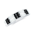 Baguette Cut Black Onyx and Moissanite Half Eternity Ring Black Onyx - ( AAA ) - Quality - Rosec Jewels