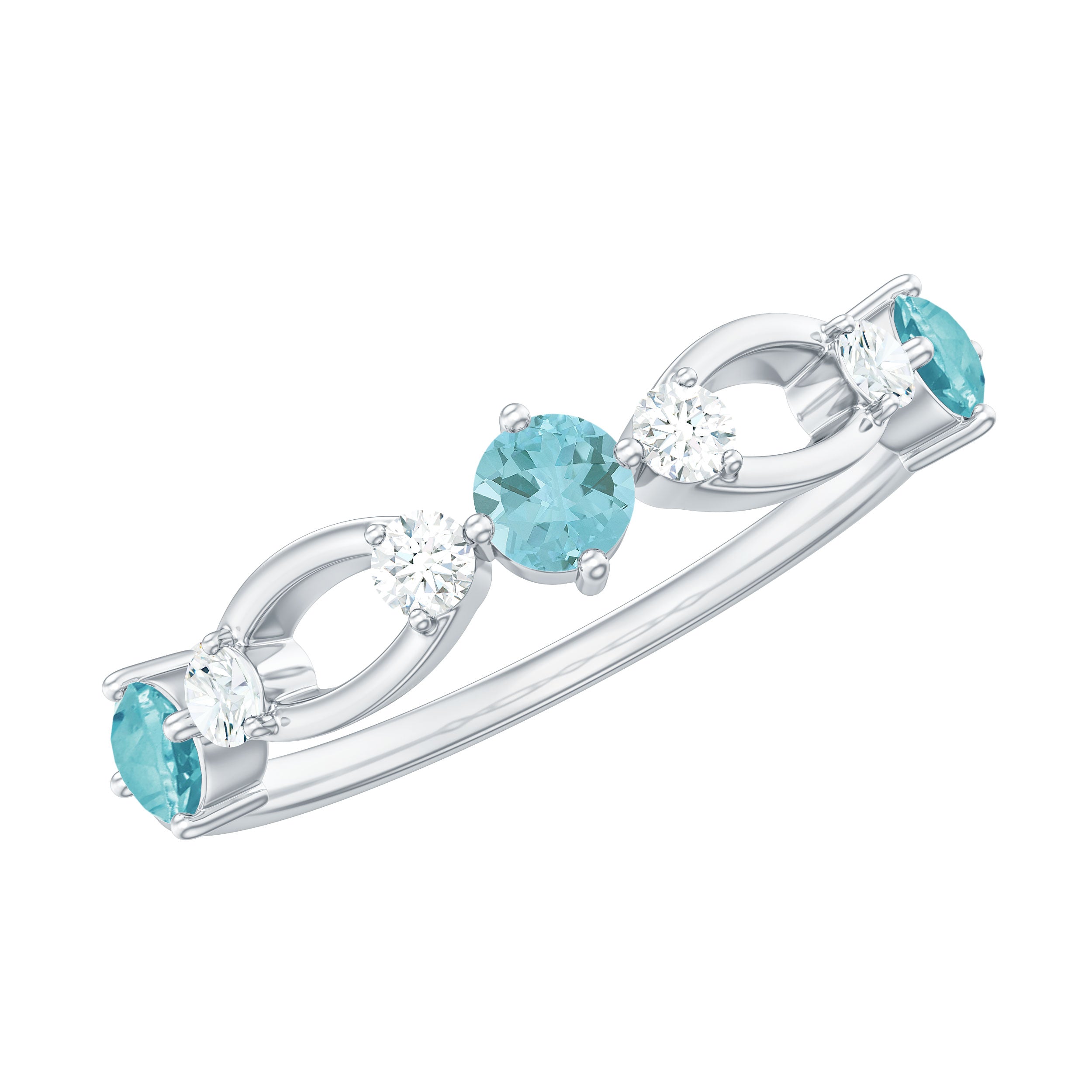 1/2 CT Sky Blue Topaz and Diamond Minimal Promise Ring Sky Blue Topaz - ( AAA ) - Quality - Rosec Jewels