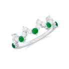 Zigzag Half Eternity Ring with Emerald and Diamond Emerald - ( AAA ) - Quality - Rosec Jewels