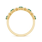 Zigzag Half Eternity Ring with Emerald and Diamond Emerald - ( AAA ) - Quality - Rosec Jewels