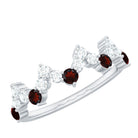 Garnet and Diamond Half Eternity Zigzag Ring Garnet - ( AAA ) - Quality - Rosec Jewels