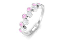 Simple Half Eternity Ring with Pink Sapphire and Diamond Pink Sapphire - ( AAA ) - Quality - Rosec Jewels