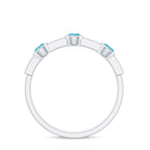 Swiss Blue Topaz Minimal Half Eternity Ring with Diamond Swiss Blue Topaz - ( AAA ) - Quality - Rosec Jewels