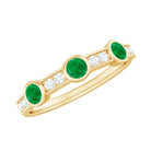 Emerald and Diamond Minimal Half Eternity Band Ring Emerald - ( AAA ) - Quality - Rosec Jewels