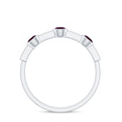 1/2 CT Rhodolite and Diamond Minimal Half Eternity Band Ring Rhodolite - ( AAA ) - Quality - Rosec Jewels