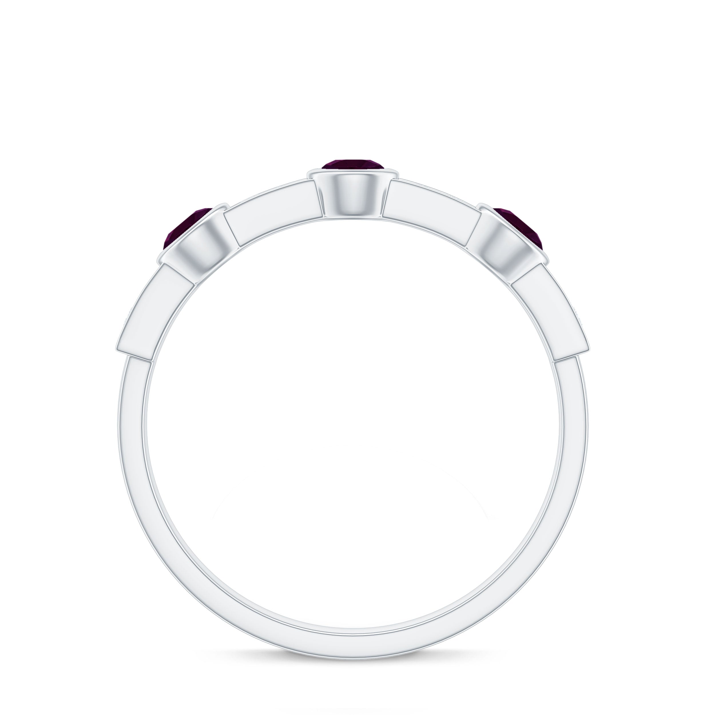 1/2 CT Rhodolite and Diamond Minimal Half Eternity Band Ring Rhodolite - ( AAA ) - Quality - Rosec Jewels