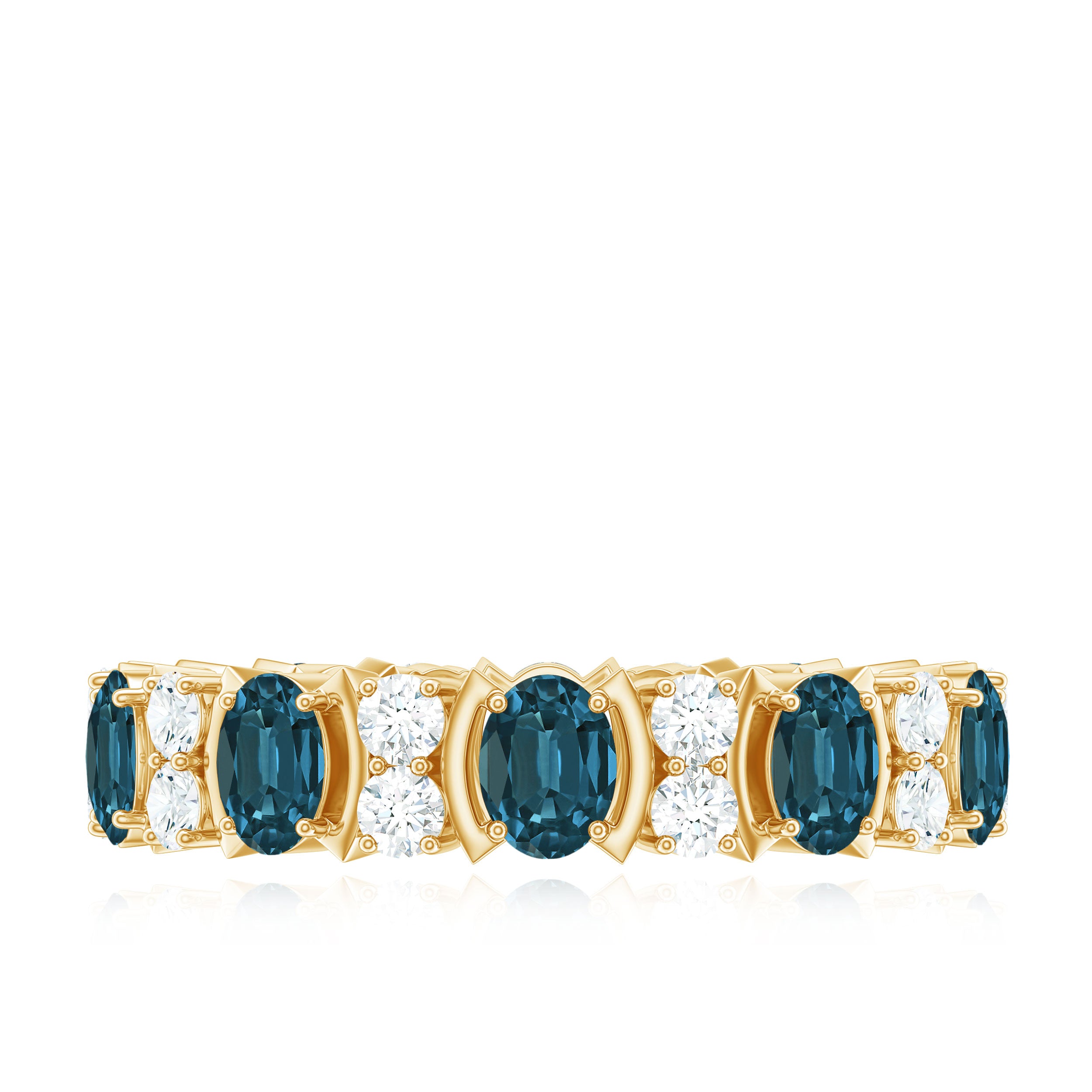 Real London Blue Topaz and Diamond Eternity Ring London Blue Topaz - ( AAA ) - Quality - Rosec Jewels