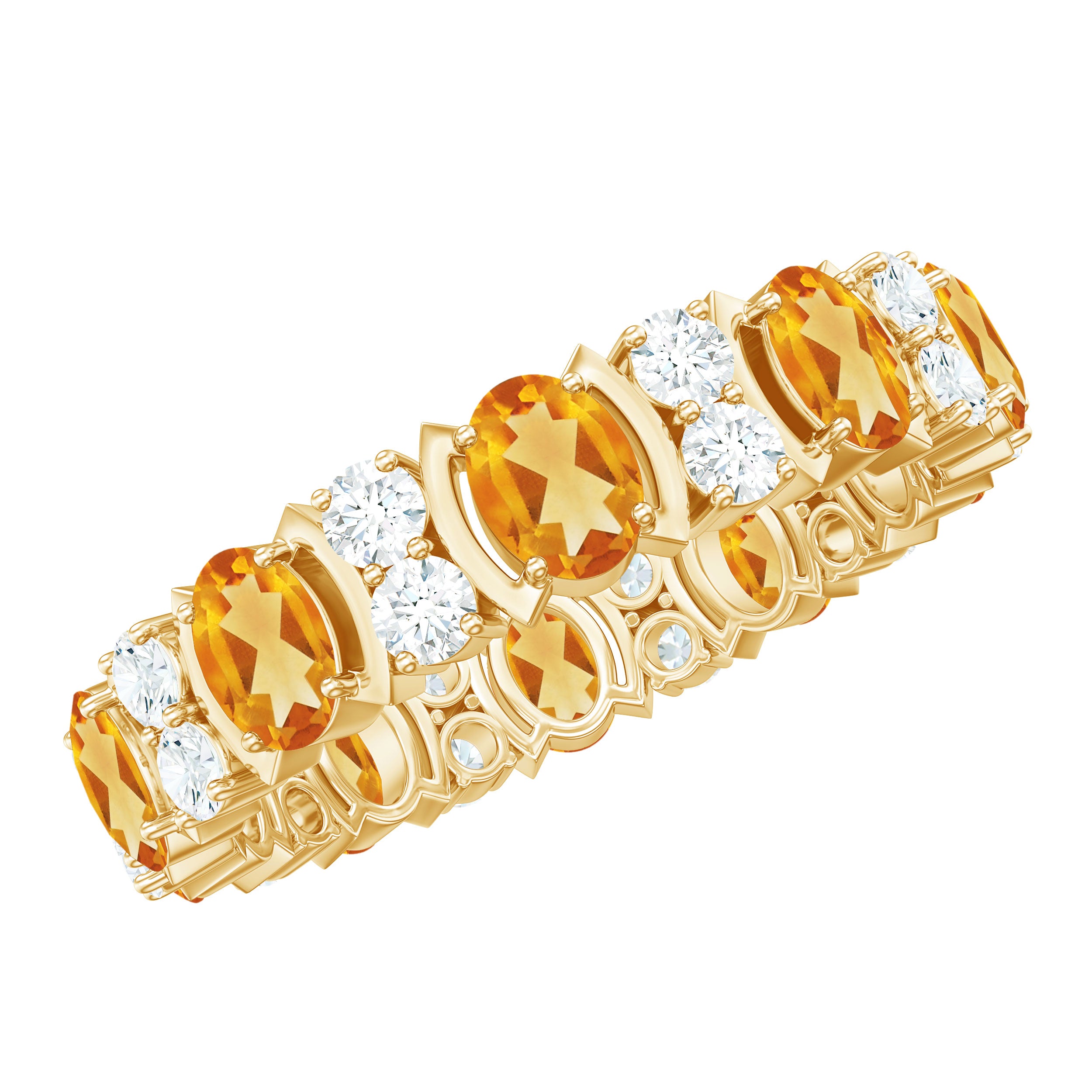 3.5 CT Oval Cut Citrine and Moissanite Eternity Anniversary Ring Citrine - ( AAA ) - Quality - Rosec Jewels